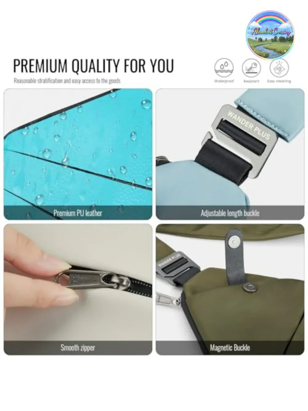 Anti Theft Crossbody Sling Bag Travel Waterproof Nylon Multi-Pocket